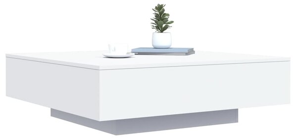 Fehér dohányzóasztal LED-lámpákkal 100 x 100 x 31 cm