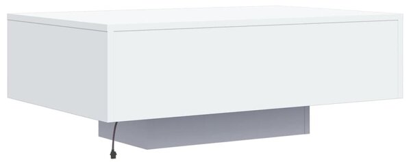 Fehér dohányzóasztal LED-lámpákkal 85 x 55 x 31 cm