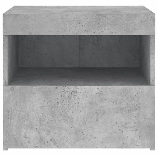 Betonszürke éjjeliszekrény LED-világítással 50 x 40 x 45 cm