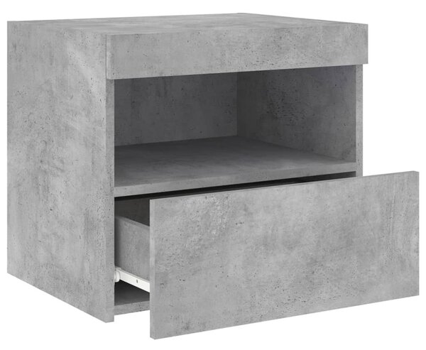 Betonszürke éjjeliszekrény LED-világítással 50 x 40 x 45 cm