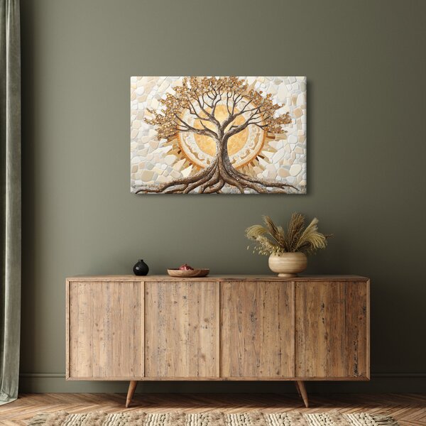 Kép – Arany életfa mozaikban (90x60 cm)