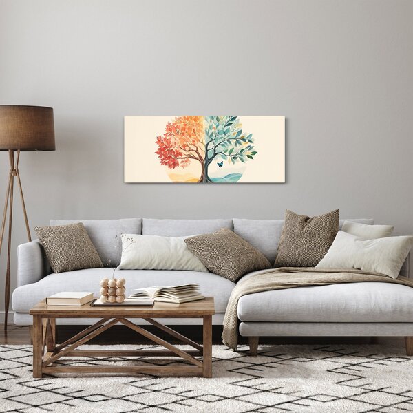 Kép – Duális fa pillangóval (120x50 cm)