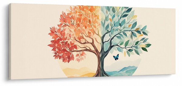 Kép – Duális fa pillangóval (120x50 cm)