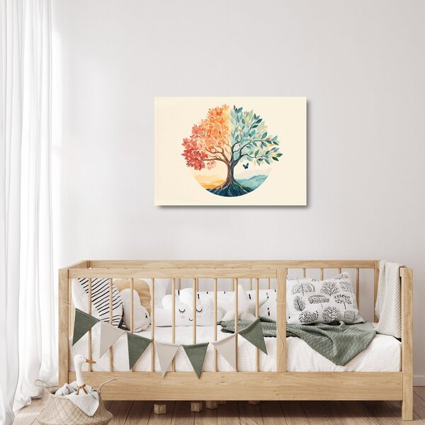 Üveg kép – Duális fa pillangóval (70x50 cm)