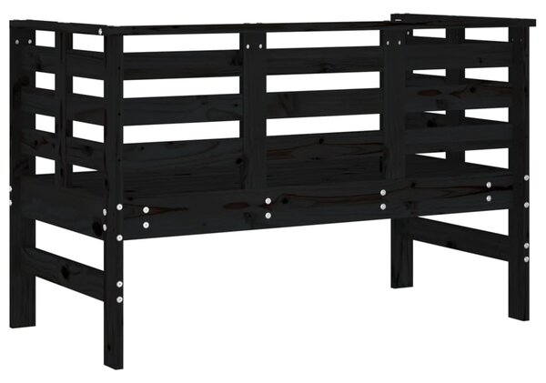 Fekete tömör fenyőfa kerti pad 111,5 x 53 x 71 cm