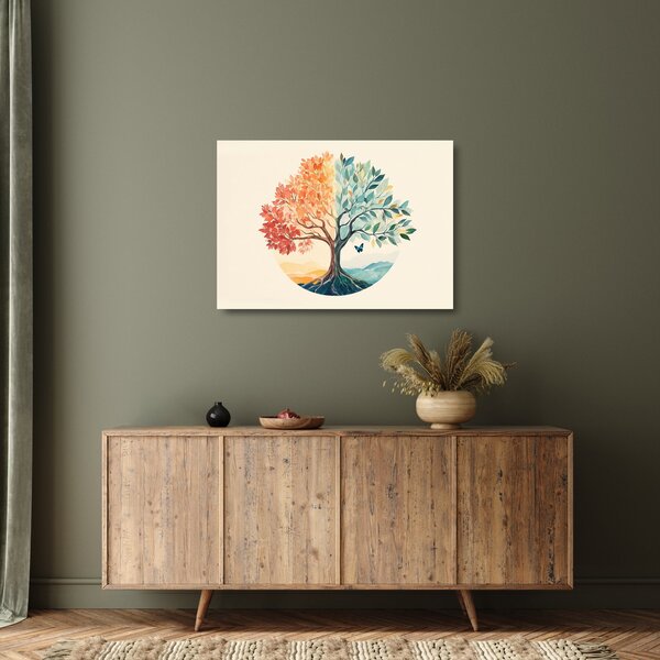Üveg kép – Duális fa pillangóval (70x50 cm)