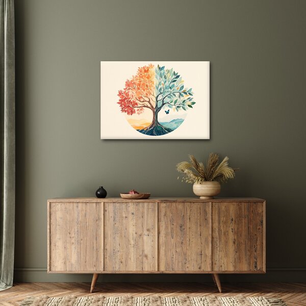 Kép – Duális fa pillangóval (70x50 cm)