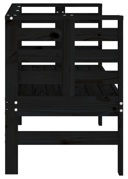 Fekete tömör fenyőfa kerti pad 111,5 x 53 x 71 cm