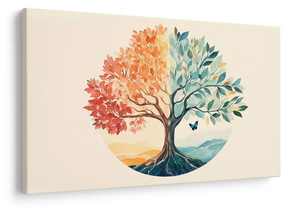 Kép – Duális fa pillangóval (90x60 cm)