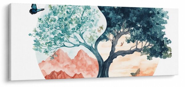 Kép – Akvarellfa tele élettel (120x50 cm)