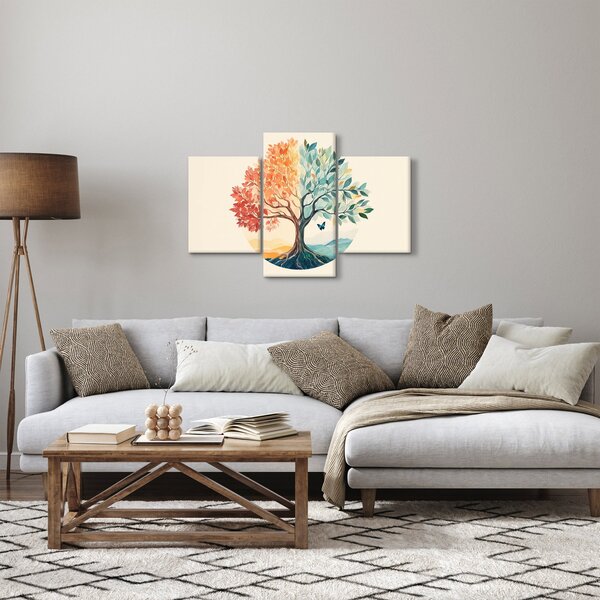 Kép – Duális fa pillangóval (90x60 cm)