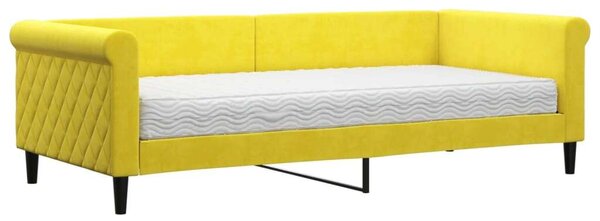 Sárga bársony heverő matraccal 90 x 200 cm