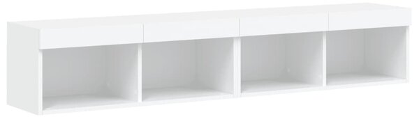 2 db fehér TV-szekrény LED-világítással 80x30x30 cm