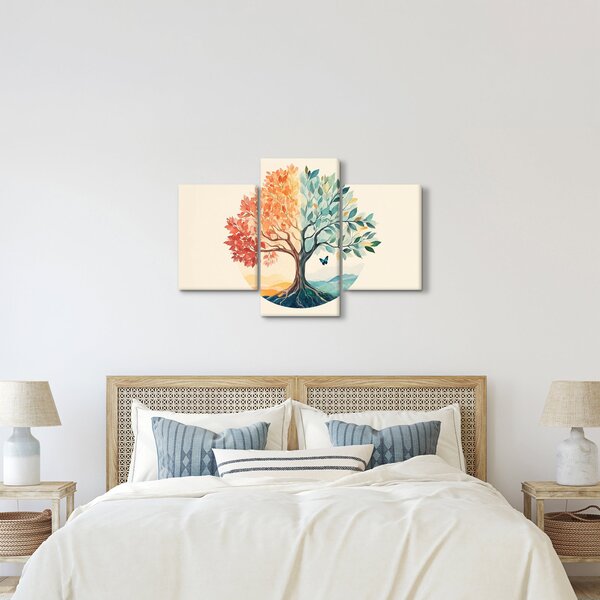 Kép – Duális fa pillangóval (90x60 cm)