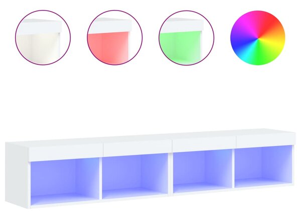 2 db fehér TV-szekrény LED-világítással 80x30x30 cm