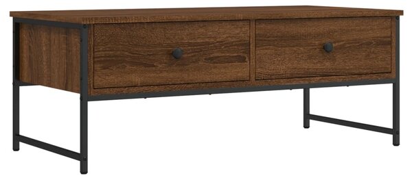 Barna tölgyszínű szerelt fa dohányzóasztal 101x49x39,5 cm