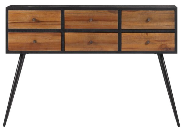 Tömör újrahasznosított tíkfa tálalóasztal fiókkal 116x30x76 cm