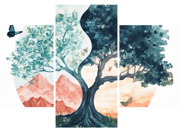 Kép – Akvarellfa tele élettel (90x60 cm)