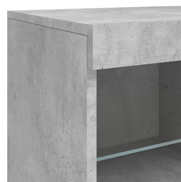 Betonszürke tálalószekrény LED-világítással 81 x 37 x 67 cm