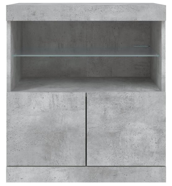 Betonszürke tálalószekrény LED-világítással 60 x 37 x 67 cm