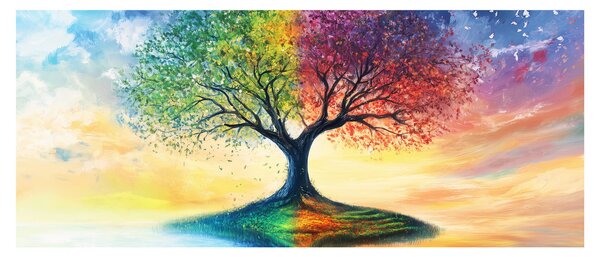 Kép – Évszakok festett fája (120x50 cm)