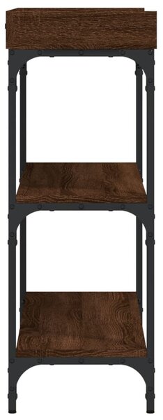 Barna tölgyszínű tálalóasztal polcokkal 100 x 30 x 80 cm