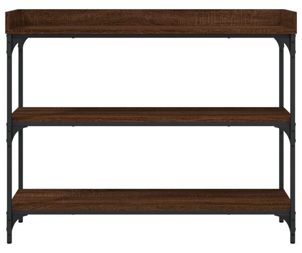Barna tölgyszínű tálalóasztal polcokkal 100 x 30 x 80 cm