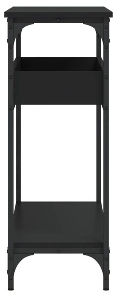 Fekete szerelt fa tálalóasztal polccal 100x29x75 cm