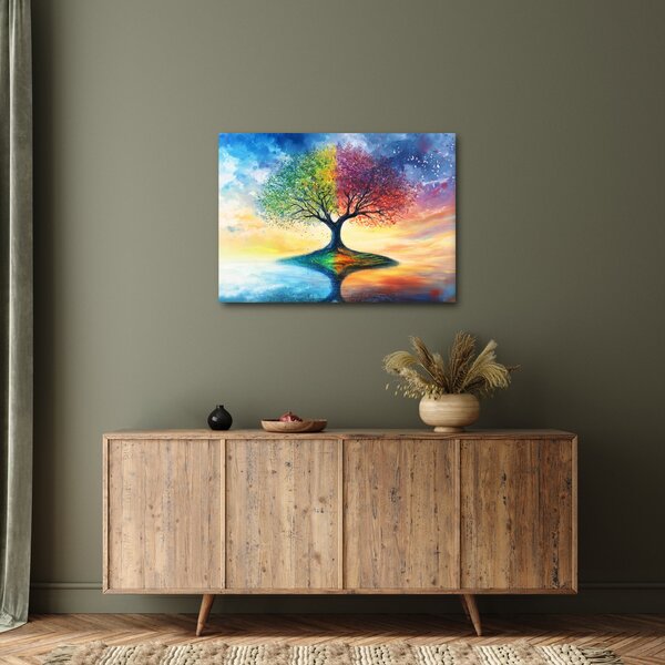 Kép – Évszakok festett fája (70x50 cm)