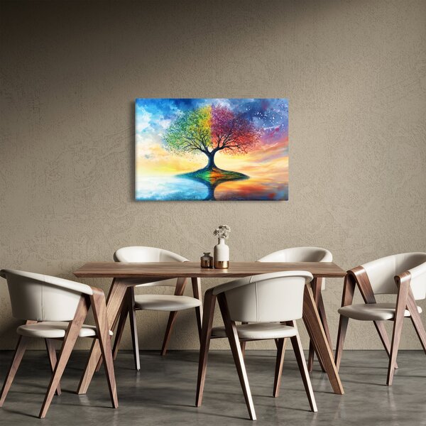 Kép – Évszakok festett fája (90x60 cm)