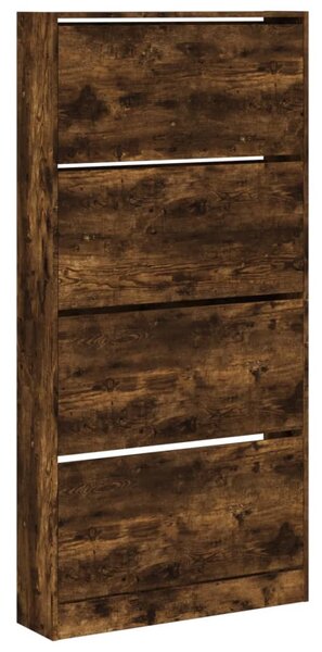 Füstös tölgy cipőszekrény 4 kihajtható fiókkal 80x21x163,5 cm
