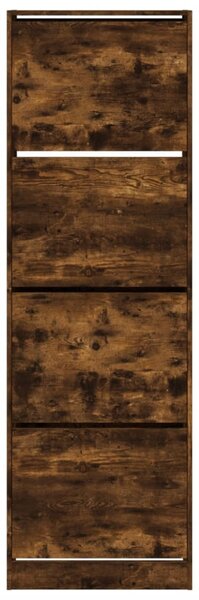Füstös tölgy cipőszekrény 4 kihajtható fiókkal 60x34x187,5 cm