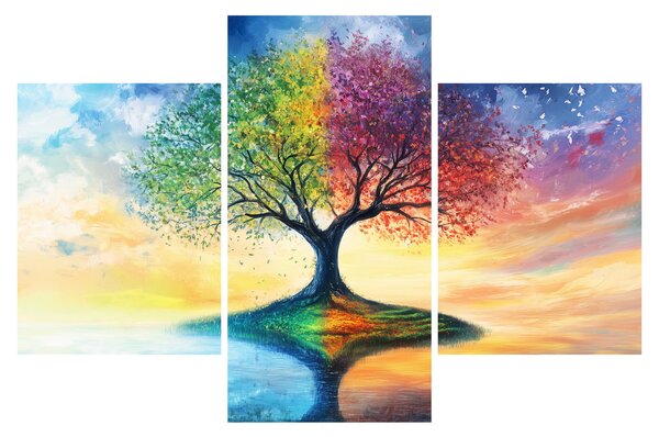 Kép – Évszakok festett fája (90x60 cm)