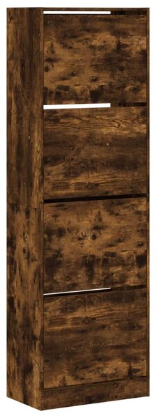 Füstös tölgy cipőszekrény 4 kihajtható fiókkal 60x34x187,5 cm