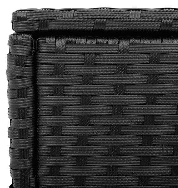 Fekete polyrattan üveglapos kerti kisasztal 58 x 27,5 x 55 cm