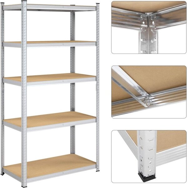 Polc 5 szintes, Songmics, 50 x 100 x 200 cm, ezüst, GLR050E01