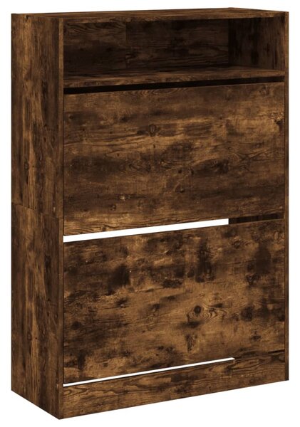 Füstös tölgy cipőszekrény 2 kihajtható fiókkal 80x34x116 cm