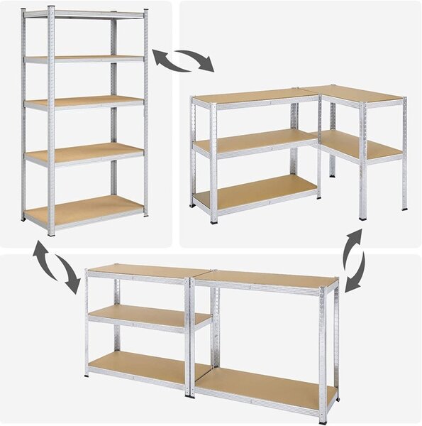 Polc 5 szintes, Songmics, 50 x 100 x 200 cm, ezüst, GLR050E01