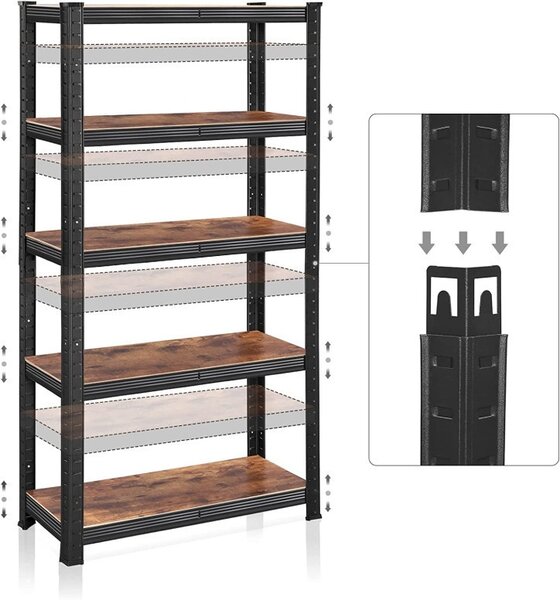 Polc 5 szintes, Songmics, 30 x 75 x 150, GLR030B01