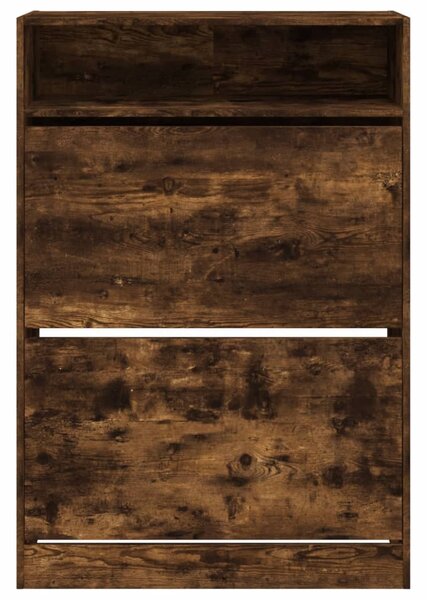 Füstös tölgy cipőszekrény 2 kihajtható fiókkal 80x34x116 cm