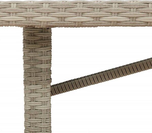 Szürke polyrattan üveglapos kerti asztal 190x80x74 cm