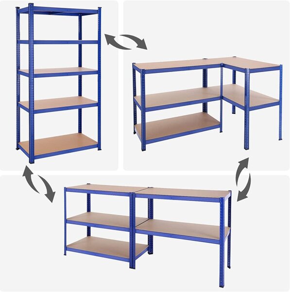 Polc 5 szintes, Songmics, 50 x 100 x 200 cm, kék, GLR050E01