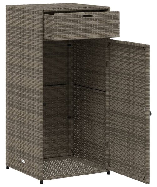 Szürke polyrattan kerti tárolószekrény 55 x 55 x 111 cm