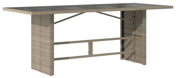 Szürke polyrattan üveglapos kerti asztal 190x80x74 cm