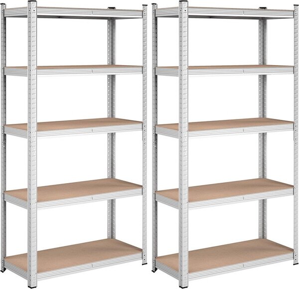 Polc szett 2 darabos, Songmics, 5 polcos, ezüst, GLR040E02, 180x90x40 cm