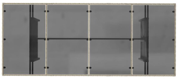 Szürke polyrattan üveglapos kerti asztal 190x80x74 cm