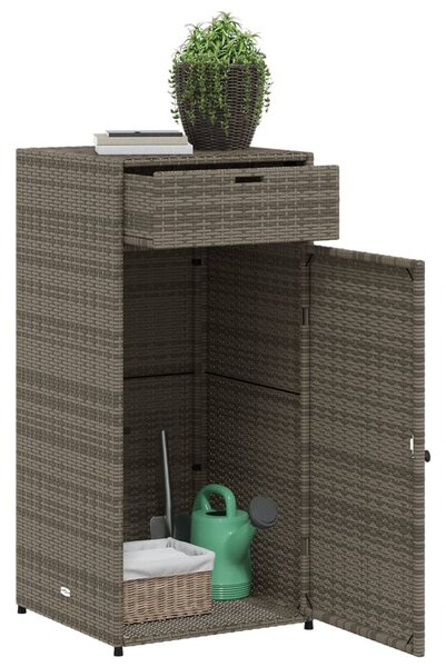 Szürke polyrattan kerti tárolószekrény 55 x 55 x 111 cm