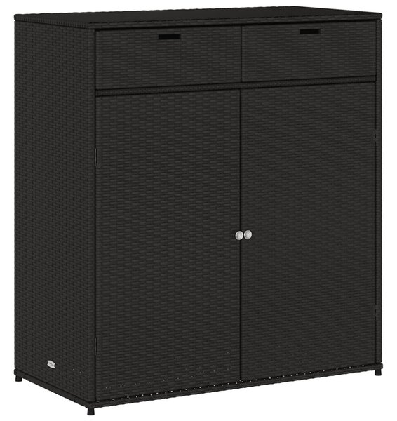 Fekete polyrattan kerti tárolószekrény 105 x 55 x 113 cm