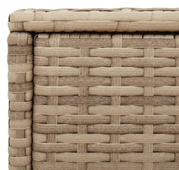 Bézs polyrattan kerti kisasztal üveg asztallappal 58x27,5x55 cm