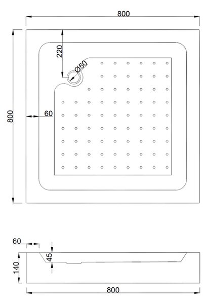 Mexen Rio, szögletes zuhanykabin 80(ajtó)x80(ajtó)x190 cm, 5mm szürke üveg, fekete profil + fehér zuhanytálca RIO, 860-080-080-70-40-4510